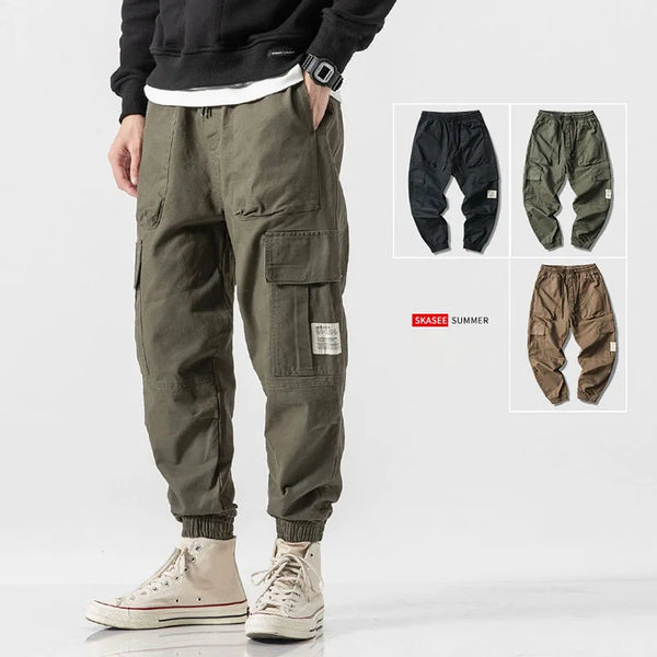 Men's Vintage Cargo Pants - Thin Oversize Multi-Pocket Cotton Joggers, Casual Streetwear 2023