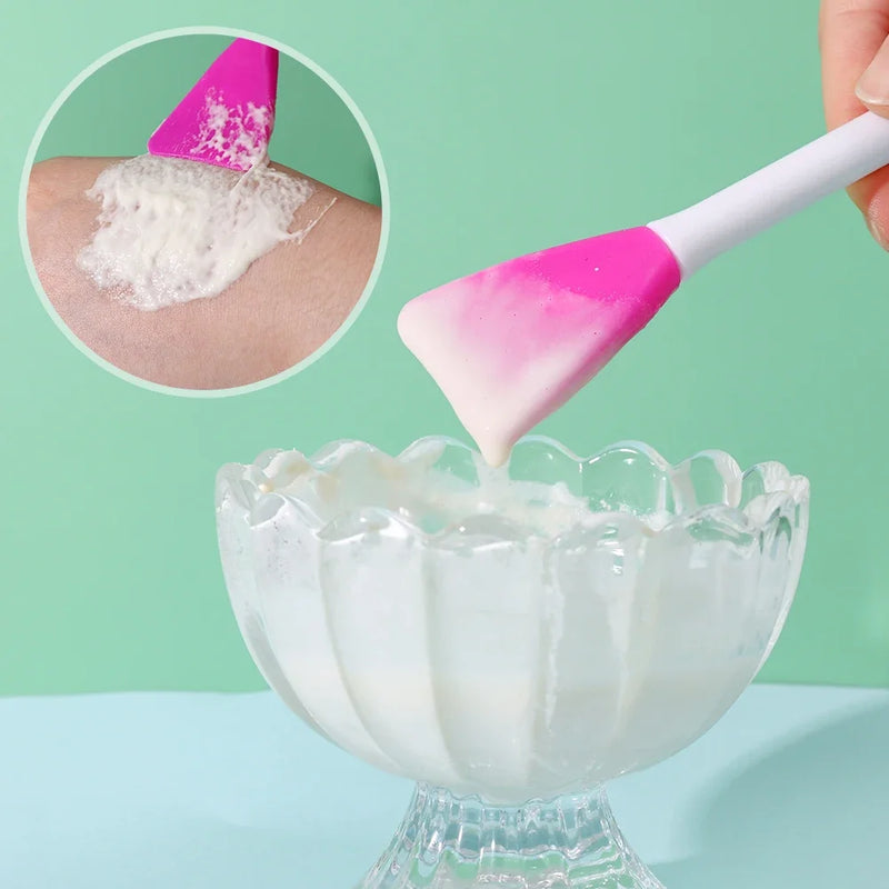 Double Head Facial Mask Brush - Silicone Applicator & Spatula for Skin Cleansing & Makeup Tools