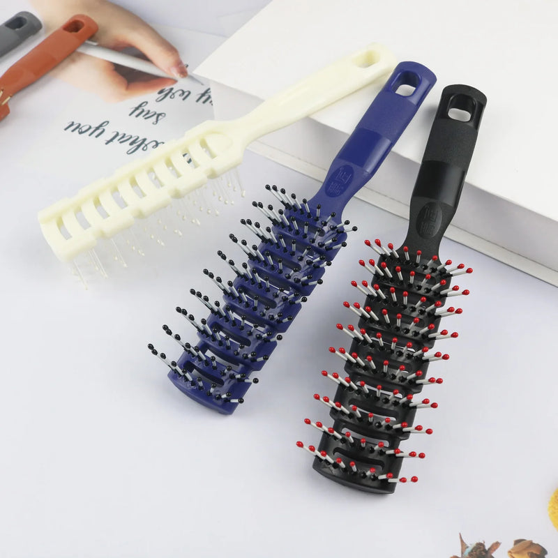 Men's Plastic Vent Hair Brush Comb - Anti-Static, Massage Hair Care, Nine-Row Styling Comb for Curly Hair