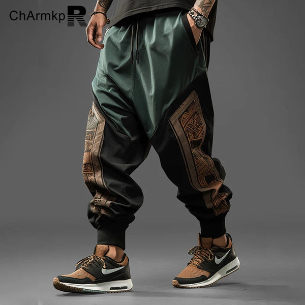 Men's Summer 2024 Vintage Ethnic Pants - Loose Drawstring Waist, Streetwear Sweatpants