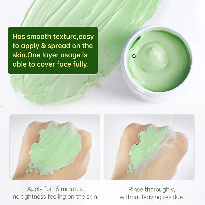 Tea Tree Face Mask - Deep Cleansing Green Clay Mud, Oil Control, Moisturizing Skincare, 200g