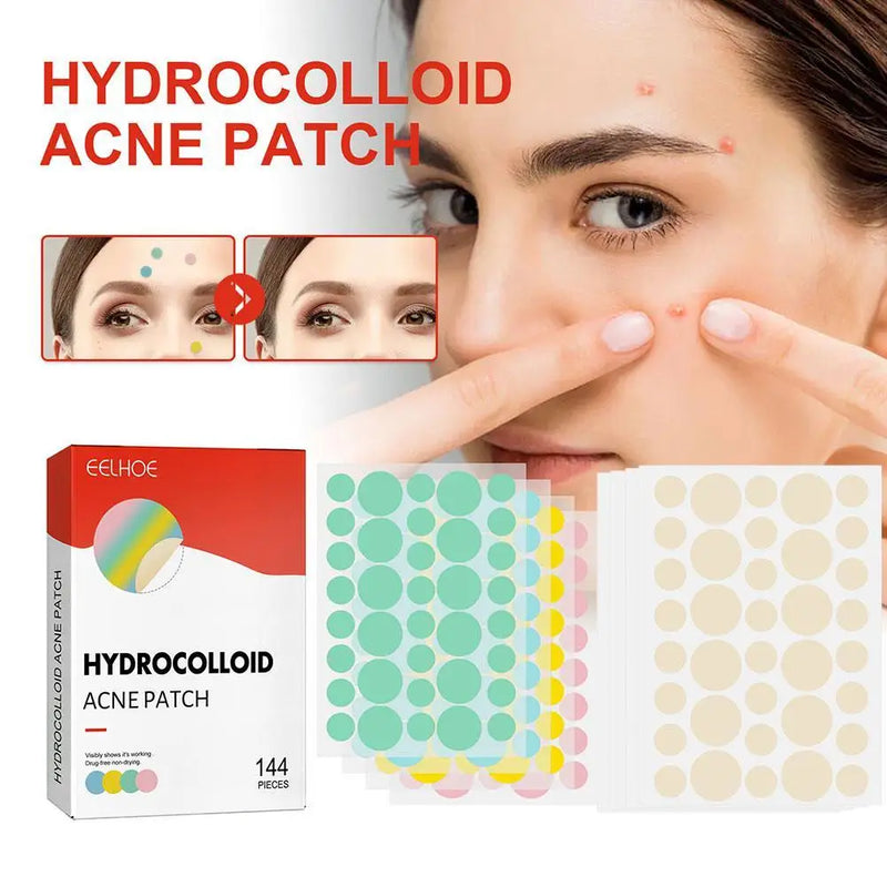 Invisible Acne Pimple Patches - 144pcs, 2 Sizes, Fast Healing