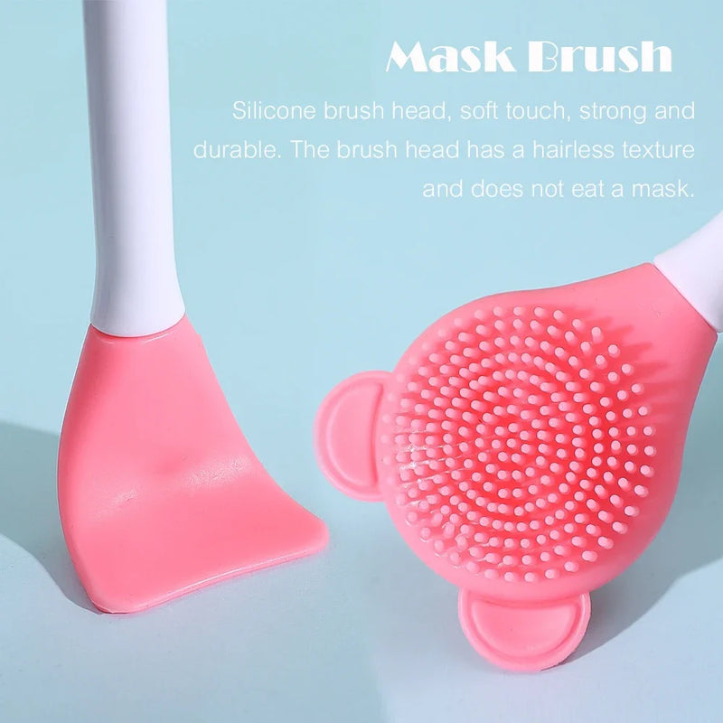 Double Head Facial Mask Brush - Silicone Applicator & Spatula for Skin Cleansing & Makeup Tools