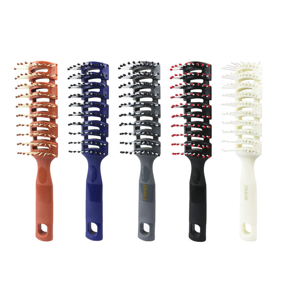 Men's Plastic Vent Hair Brush Comb - Anti-Static, Massage Hair Care, Nine-Row Styling Comb for Curly Hair