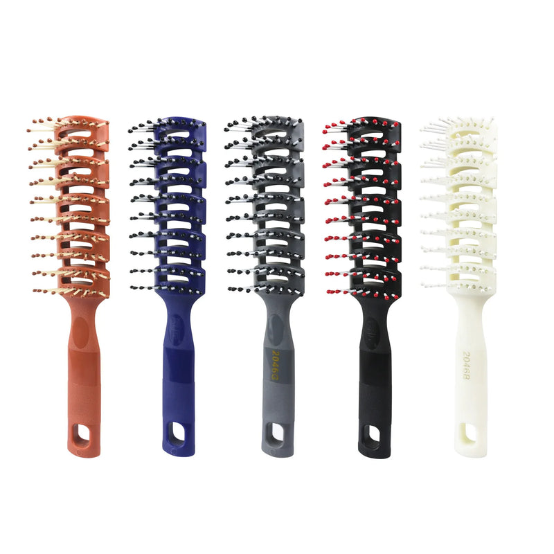 Men's Plastic Vent Hair Brush Comb - Anti-Static, Massage Hair Care, Nine-Row Styling Comb for Curly Hair