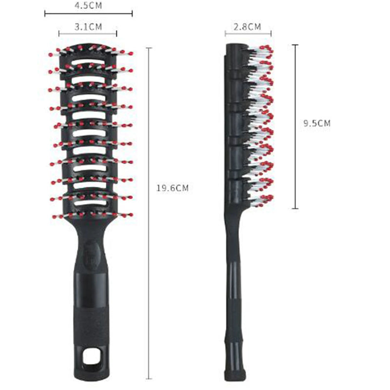 Men's Plastic Vent Hair Brush Comb - Anti-Static, Massage Hair Care, Nine-Row Styling Comb for Curly Hair