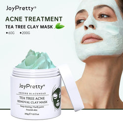 Tea Tree Face Mask - Deep Cleansing Green Clay Mud, Oil Control, Moisturizing Skincare, 200g