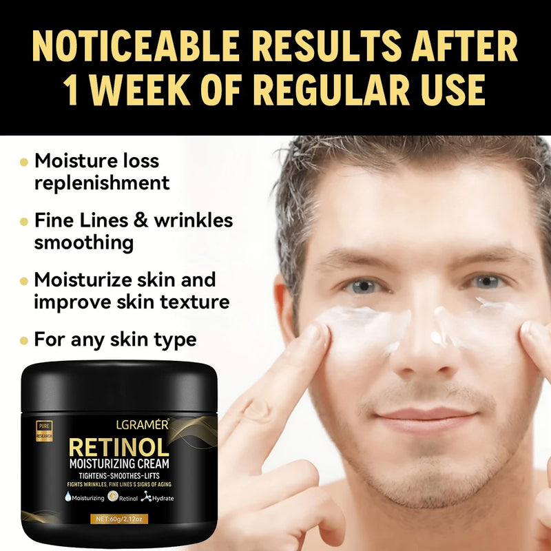 Men's Retinol Face Cream - Wrinkle Removal, Firming, Lifting, Whitening, Brightening, 60g